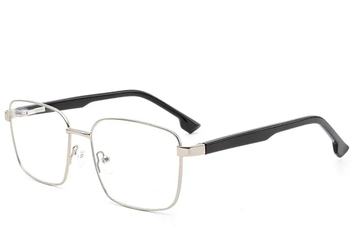 Lunettes rectangulaires en métal argenté #BS2012-1561
