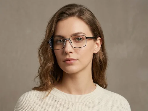 Lunettes rectangulaires en métal noir #BS2012-1569