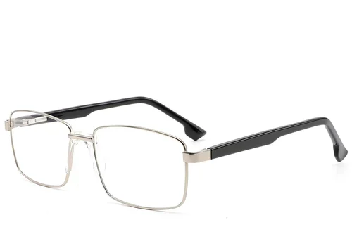 Lunettes rectangulaires en métal argenté #BS2012-1573