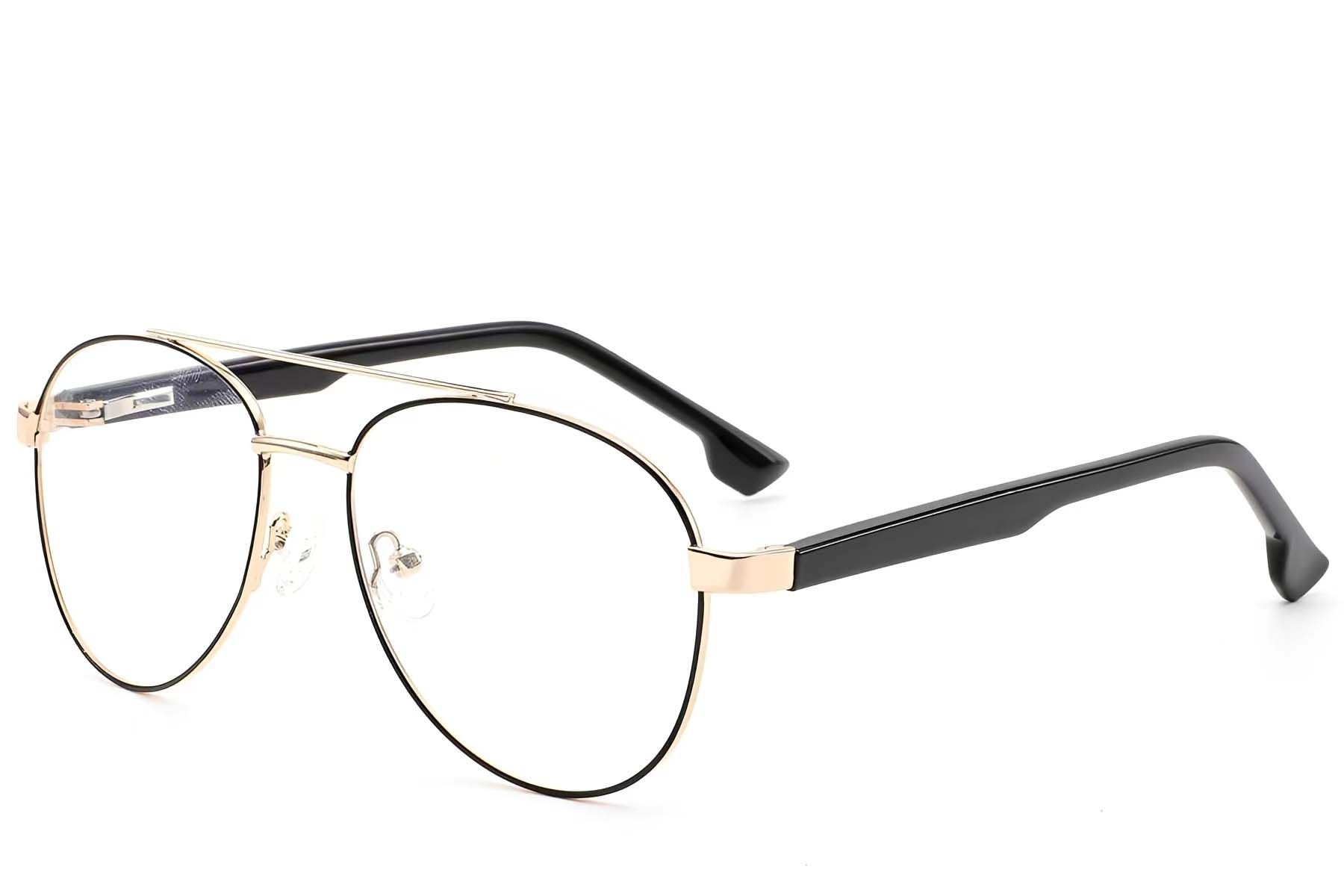 Aviator-Brille aus schwarzem Metall #BS2012-1586