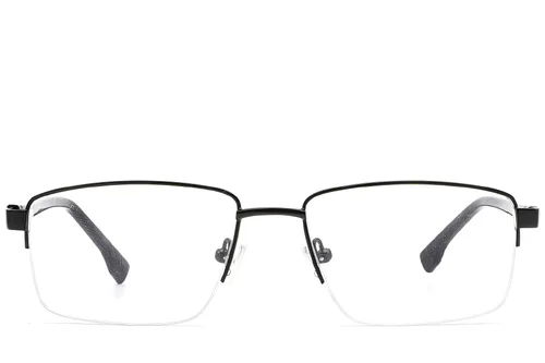 Lunettes semi-cerclées en métal noir #BS2012-1593