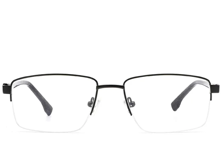 Halbrandlose schwarze Metallbrille #BS2012-1593