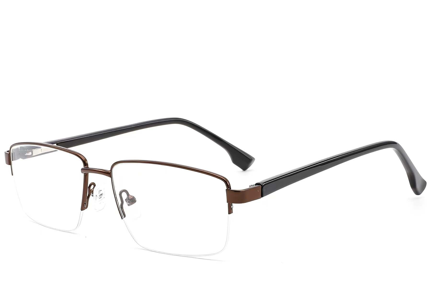 Lunettes semi-cerclées en métal marron #BS2012-1596
