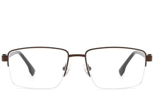 Lunettes semi-cerclées en métal marron #BS2012-1596