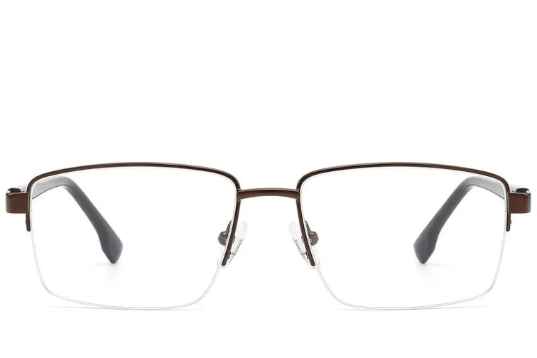 Semi-rimless Brown Metal Glasses #BS2012-1596