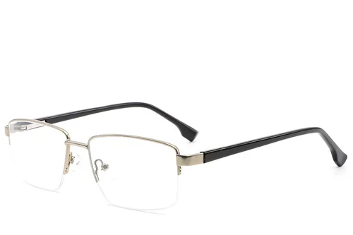 Lunettes semi-cerclées en métal argenté #BS2012-1597