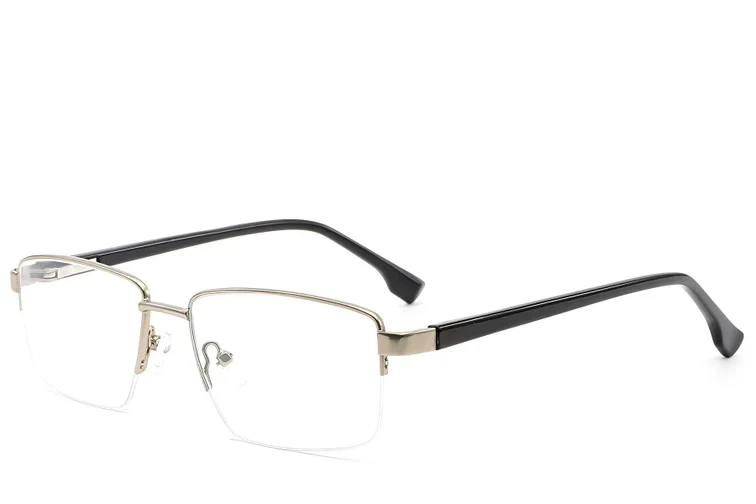 Halbrandlose Brille aus silbernem Metall #BS2012-1597