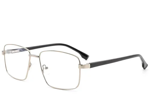 Lunettes rectangulaires en métal argenté #BS2012-1603