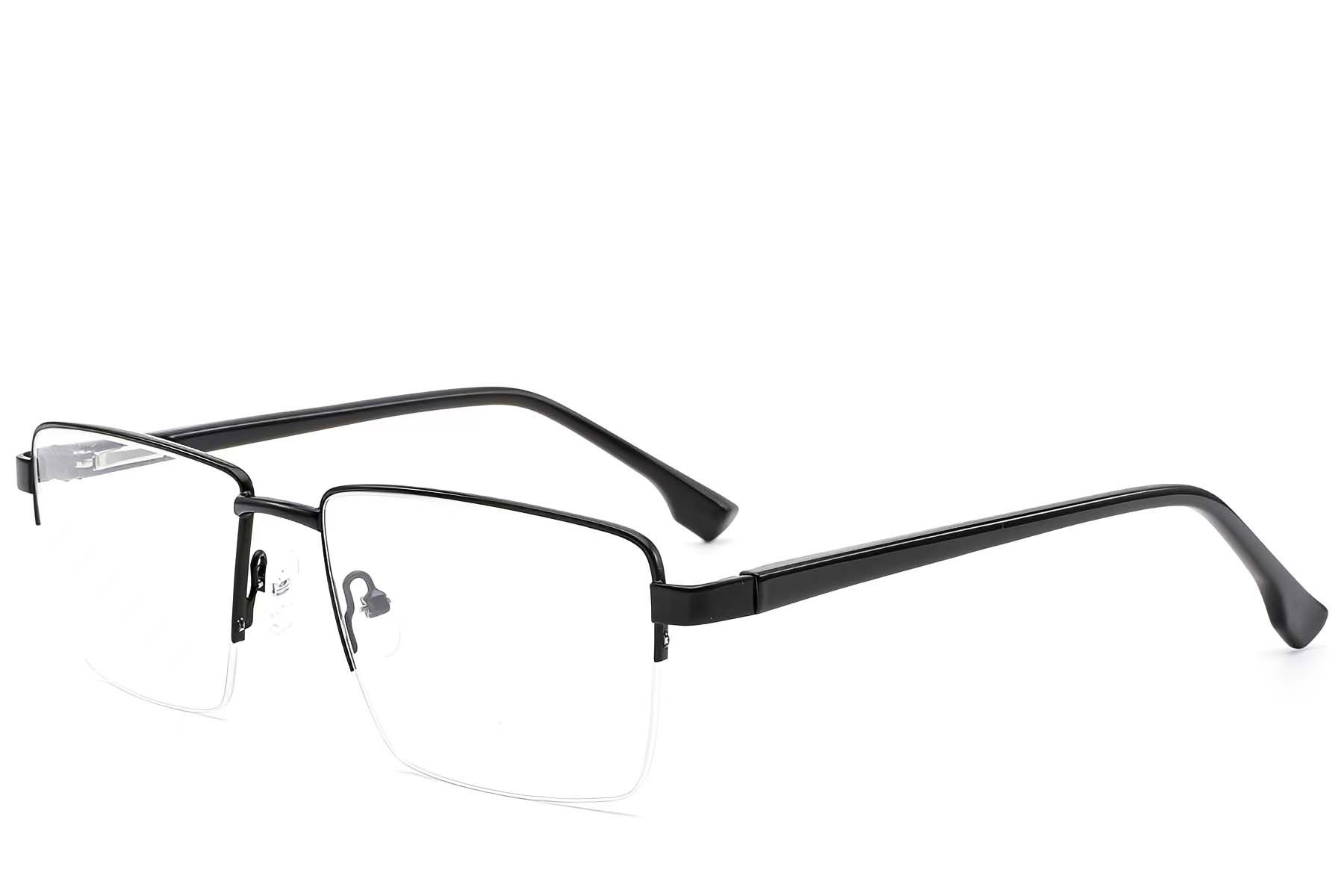 Semi-rimless Black Metal Glasses #BS2012-1605