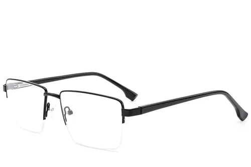 Lunettes semi-cerclées en métal noir #BS2012-1605