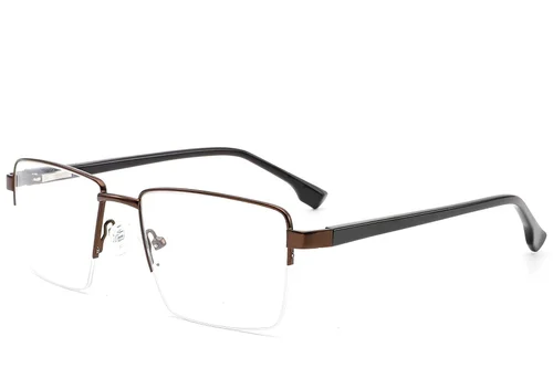 Lunettes semi-cerclées en métal marron #BS2012-1608