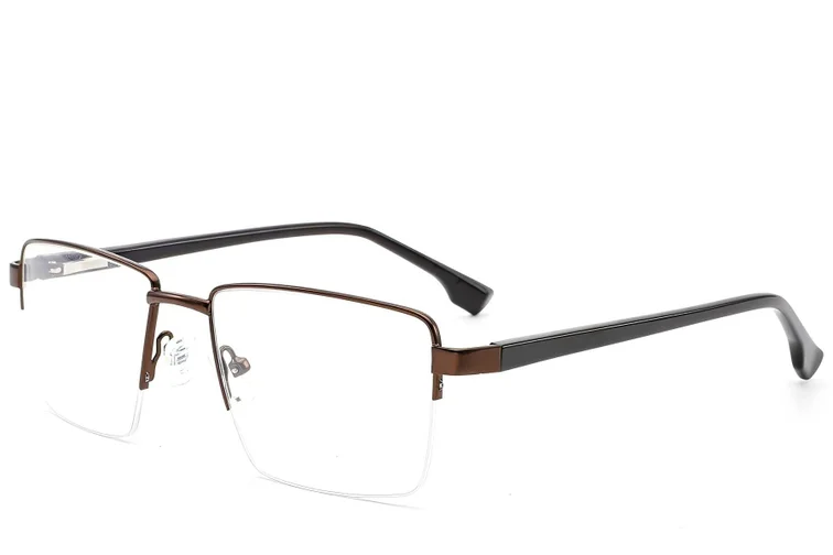 Halbrandlose braune Metallbrille #BS2012-1608