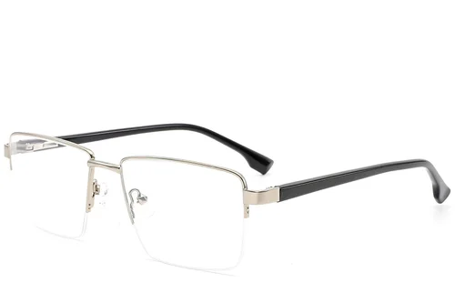 Lunettes semi-cerclées en métal argenté #BS2012-1609