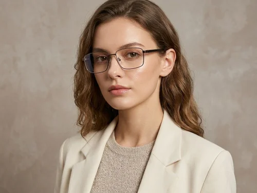 Lunettes rectangulaires en métal brun #BS2012-1614