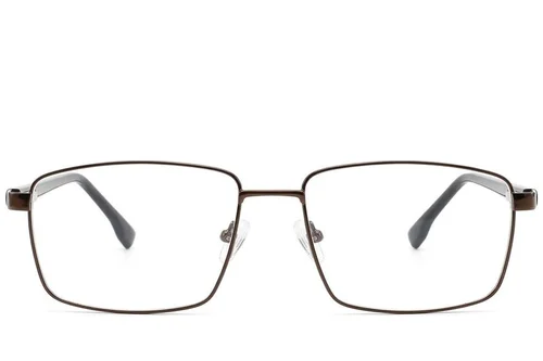 Lunettes rectangulaires en métal brun #BS2012-1614