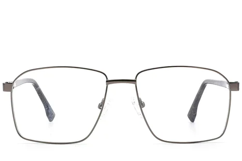 Lunettes rectangulaires en métal gris #BS2012-1618