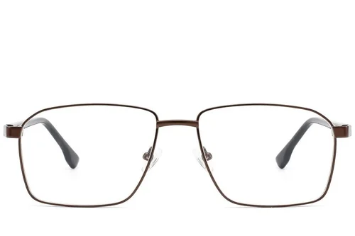 Lunettes rectangulaires en métal brun #BS2012-1620