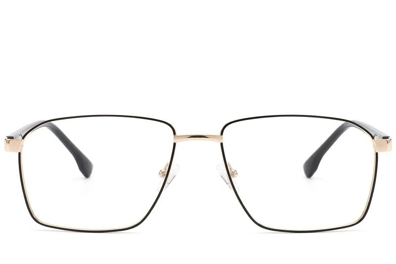 Rechteckige schwarze Metallbrille #BS2012-1622