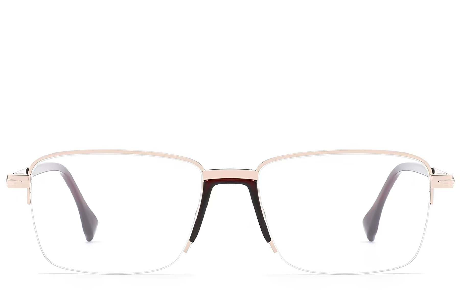 Lunettes semi-cerclées en métal doré #BS2012-1629