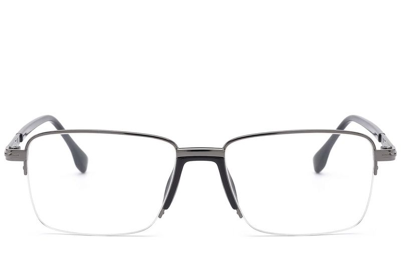 Semi-rimless Grey Metal Glasses #BS2012-1630