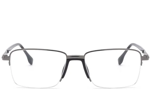 Lunettes semi-cerclées en métal gris #BS2012-1630