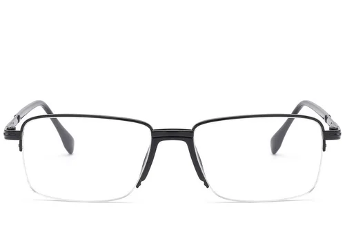 Lunettes semi-cerclées en métal noir #BS2012-1631