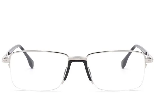 Lunettes semi-cerclées en métal argenté #BS2012-1632