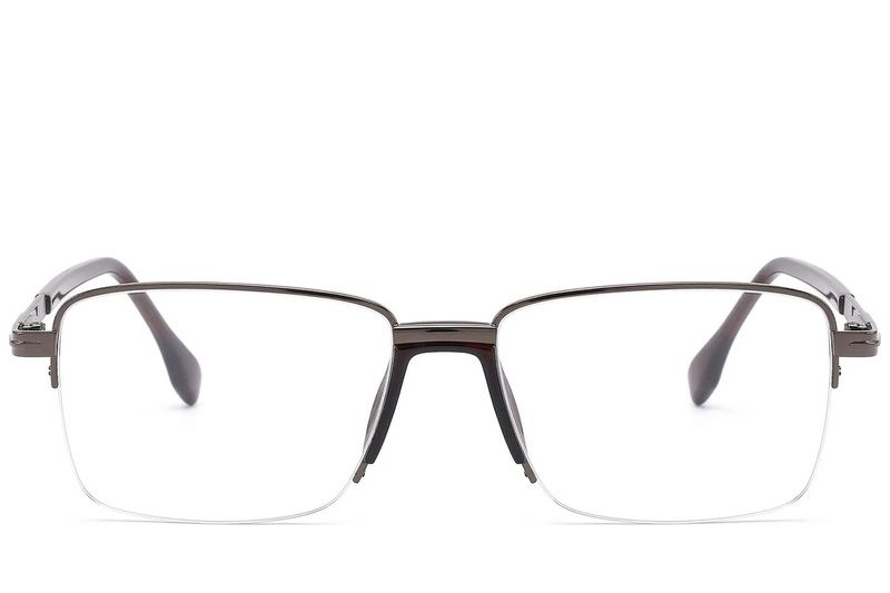 Semi-rimless Brown Metal Glasses #BS2012-1633