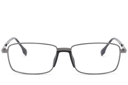 Lunettes rectangulaires en métal gris #BS2012-1635