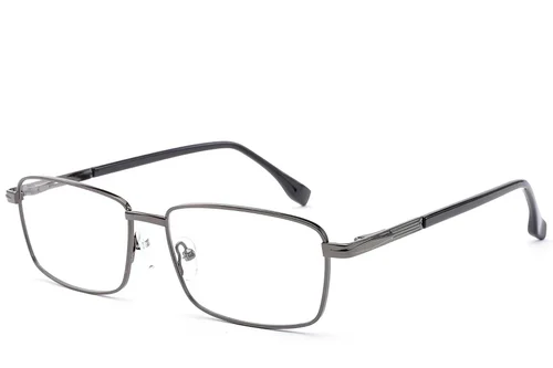 Lunettes rectangulaires en métal gris #BS2012-1640