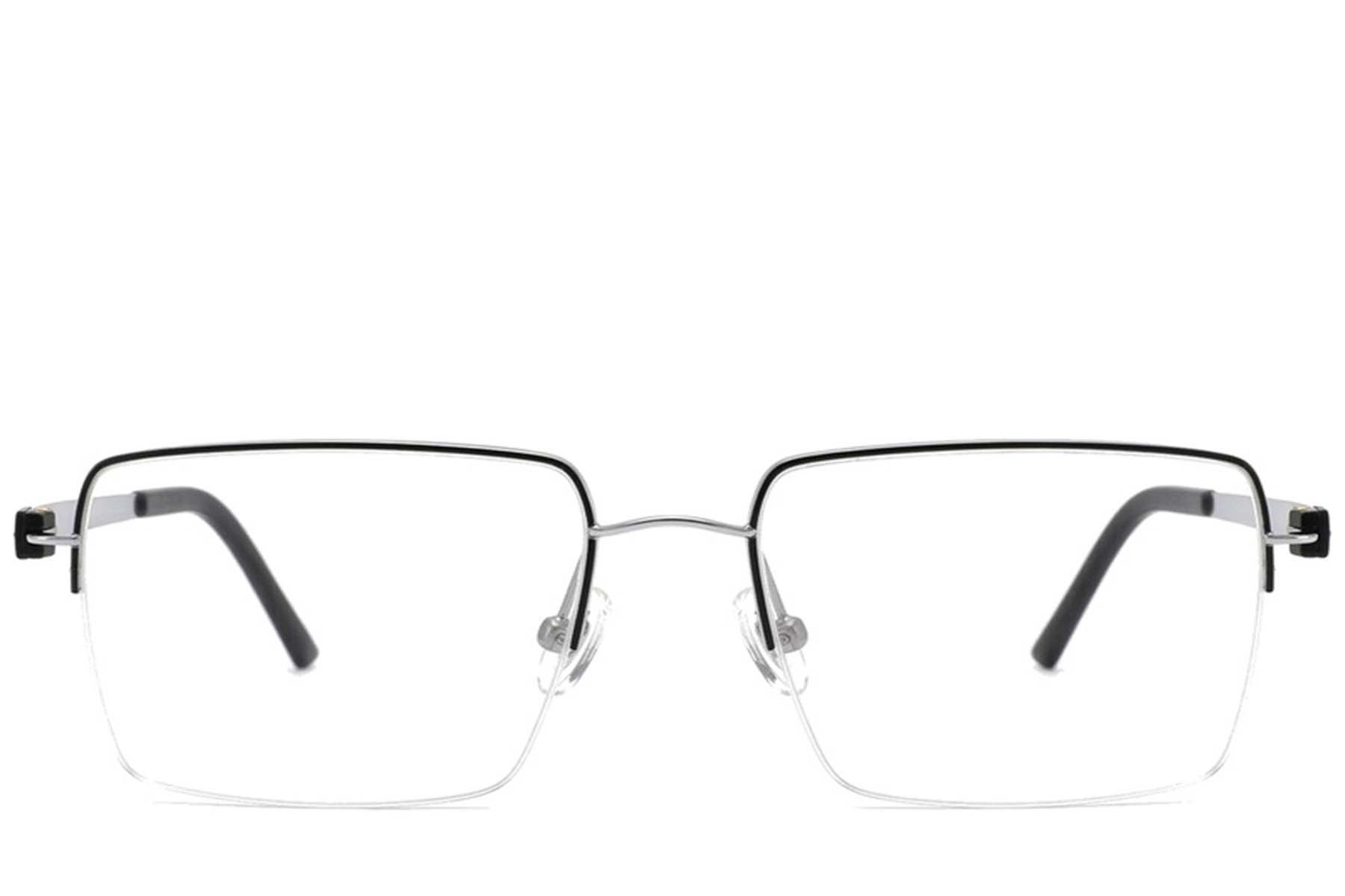 Halbrandlose schwarze Titanbrille #BS2012-1660
