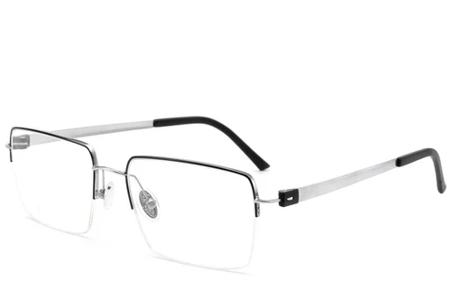 Lunettes semi-cerclées en titane noir #BS2012-1660