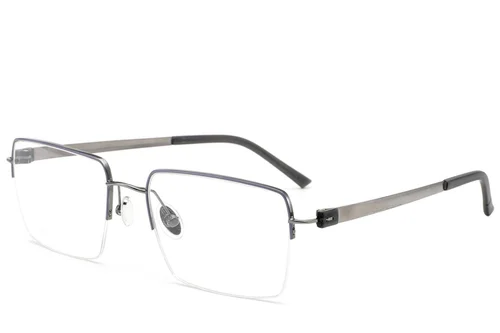 Lunettes semi-cerclées en titane gris #BS2012-1661
