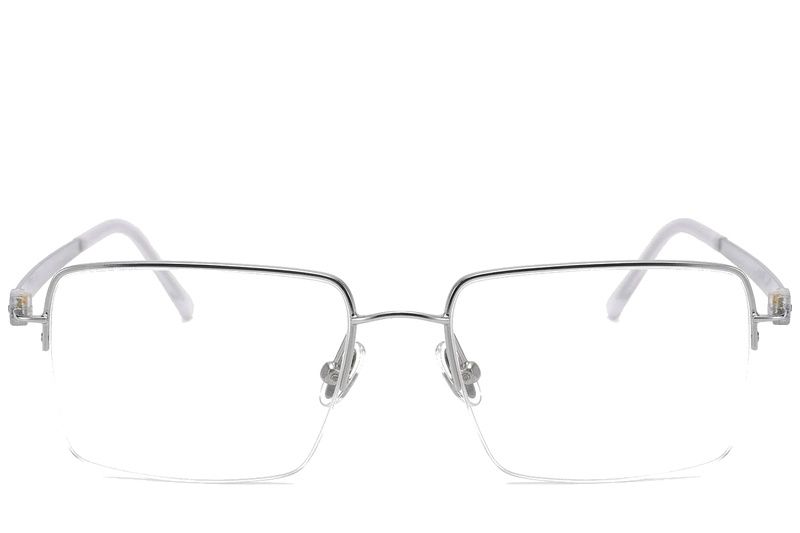 Halbrandlose Brille aus silbernem Titan #BS2012-1662