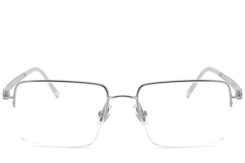 Lunettes semi-cerclées en titane argenté #BS2012-1662