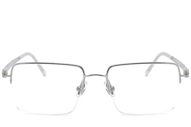 Halbrandlose Brille aus silbernem Titan #BS2012-1662
