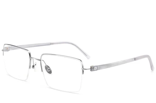 Lunettes semi-cerclées en titane argenté #BS2012-1662