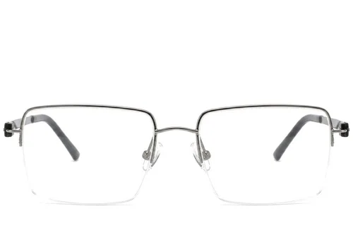Lunettes semi-cerclées en titane gris #BS2012-1663