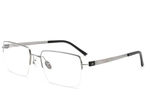 Lunettes semi-cerclées en titane gris #BS2012-1663