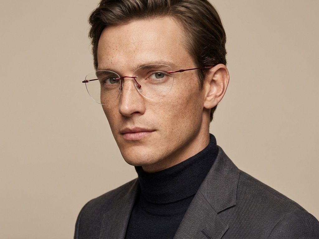 Invisible Red Titanium Glasses #BS2012-1672
