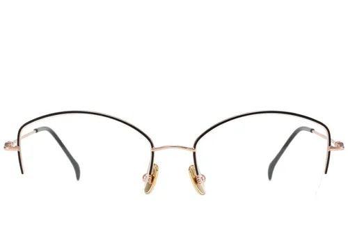 Lunettes semi-cerclées en titane noir #BS2012-1679
