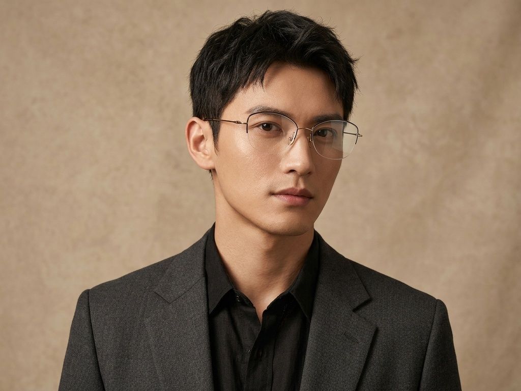 Gafas semi al aire de titanio negro #BS2012-1679