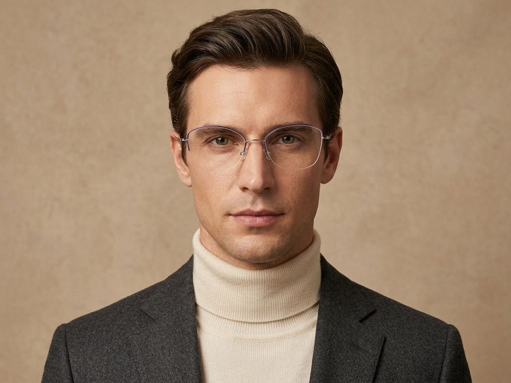 Semi-rimless Purple Titanium Glasses #BS2012-1681