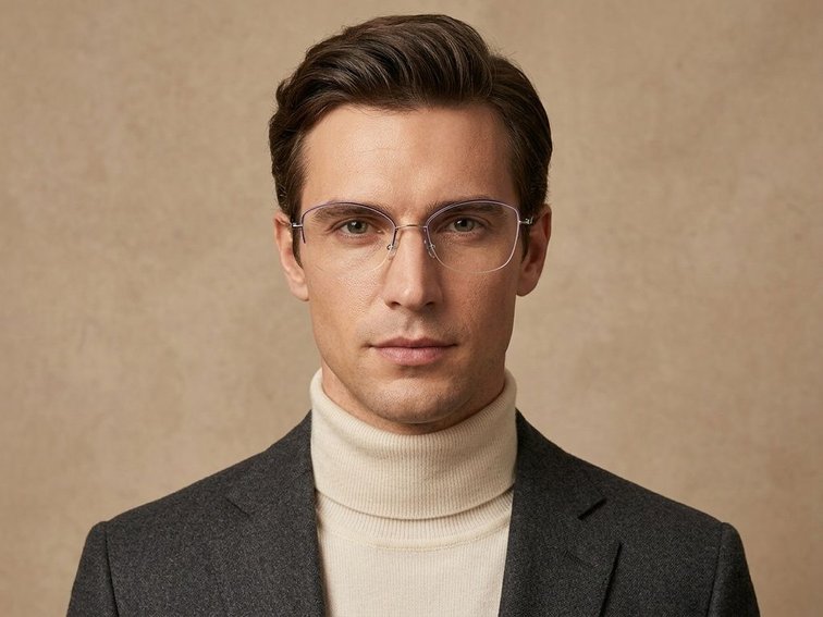 Semi-rimless Purple Titanium Glasses #BS2012-1681