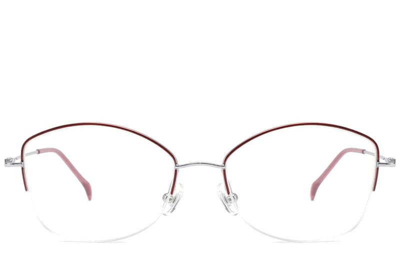 Semi-rimless Red Titanium Glasses #BS2012-1682