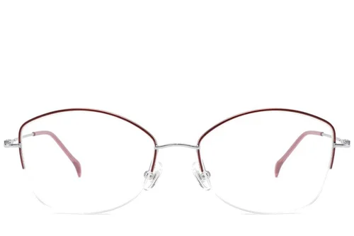 Lunettes semi-cerclées en titane rouge #BS2012-1682