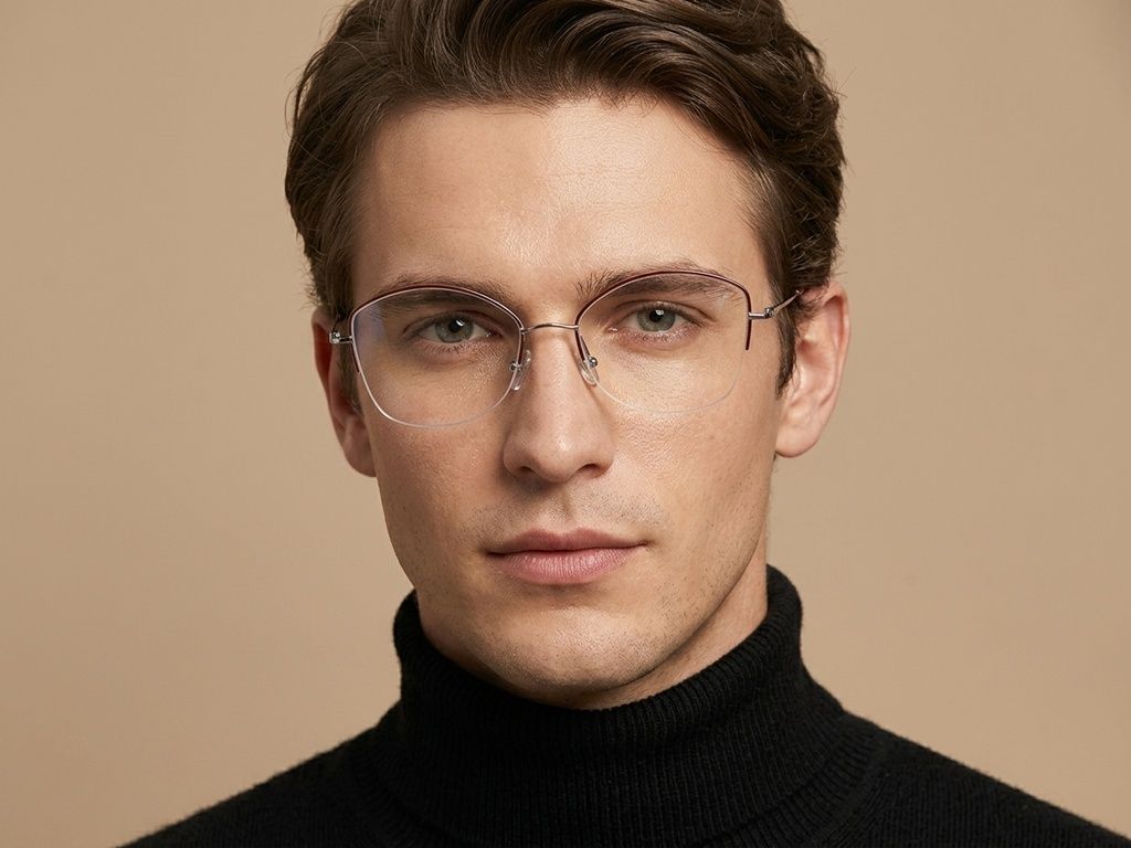 Semi-rimless Red Titanium Glasses #BS2012-1682