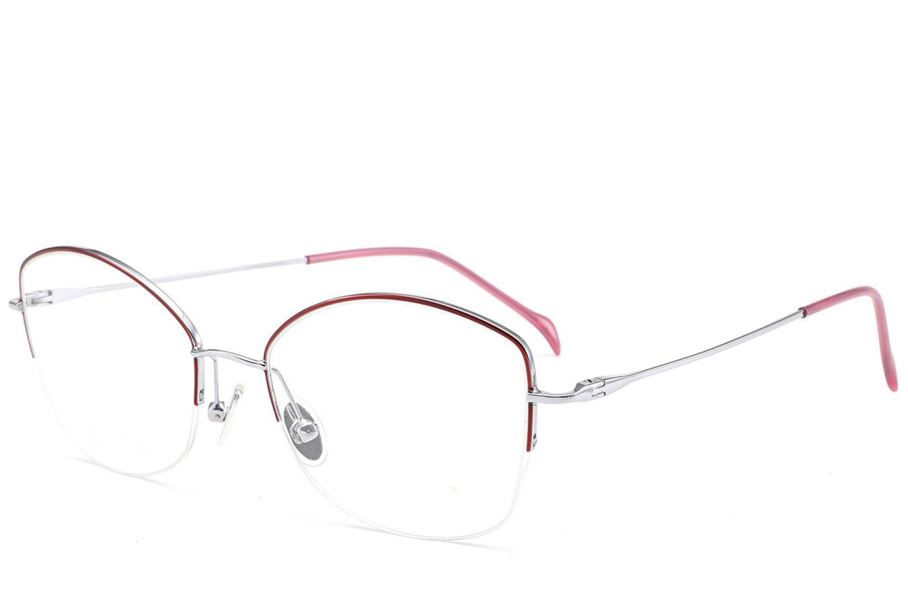 Semi-rimless Red Titanium Glasses #BS2012-1682