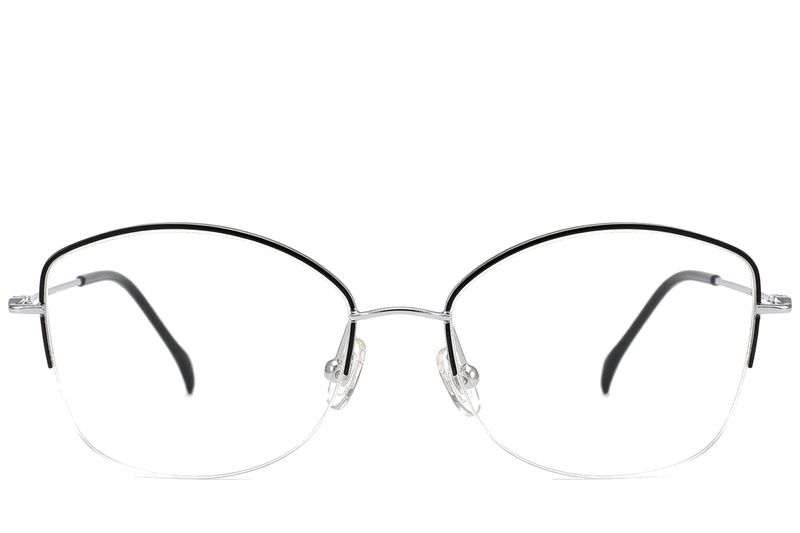 Gafas semi al aire de titanio negro #BS2012-1683