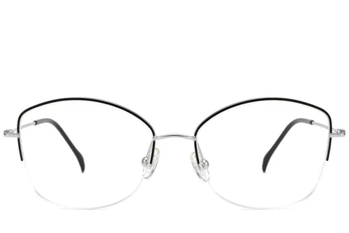 Lunettes semi-cerclées en titane noir #BS2012-1683